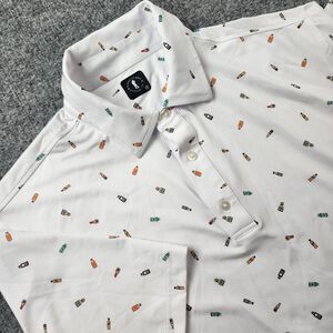 U Suck At Golf Polo Shirt Men Extra Large White All Over Print Liquor Bottles‎